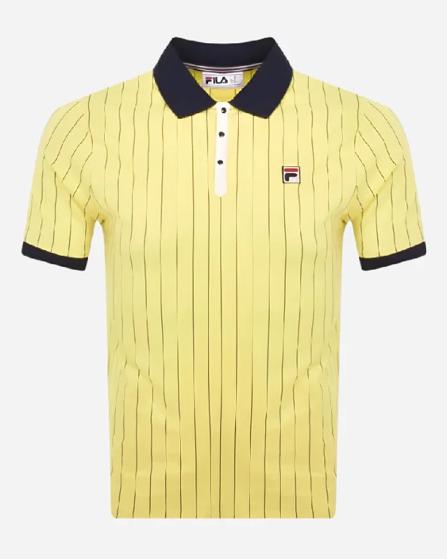 FILA Vintage BB1 Classic Striped Polo Limelight/Navy/Gardenia