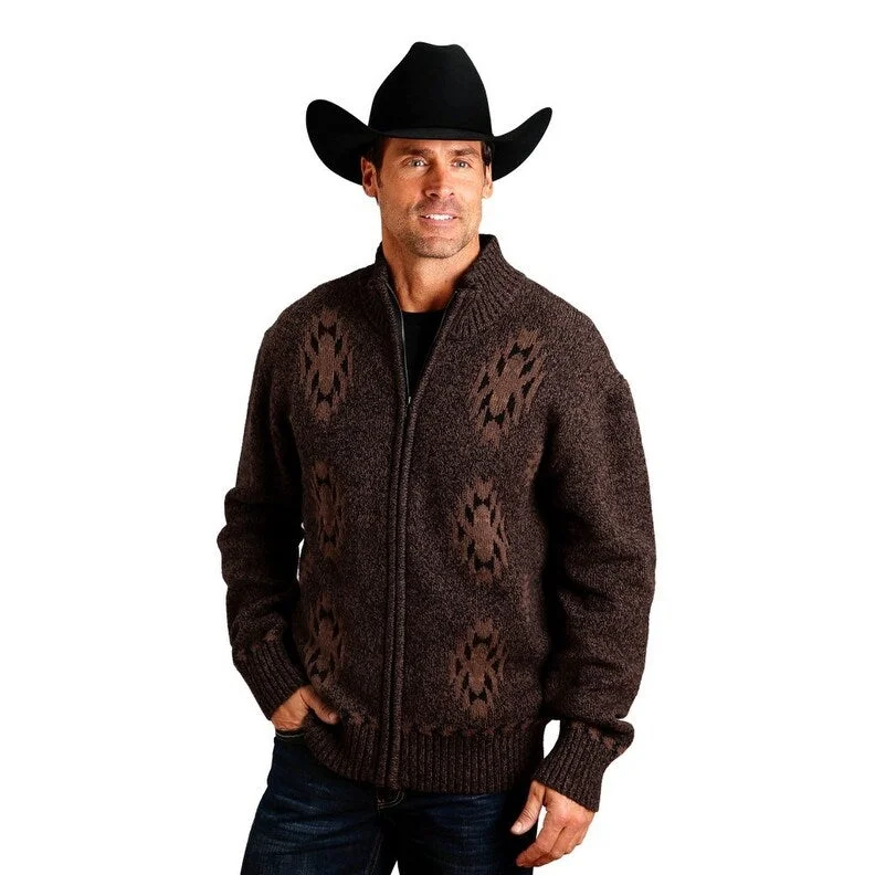 Stetson Western Sweater Mens Aztec Cardigan Brown 11-014-0120-7038 BR