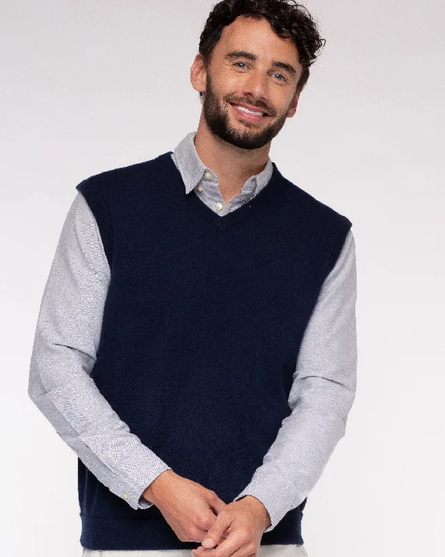 Cotton Cashmere Classic V-Neck Sweater Vest (Choice of Colors) by Alashan Cashmere