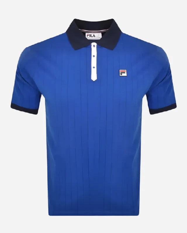 FILA Vintage BB1 Classic Striped Polo Bright Blue/Navy/White