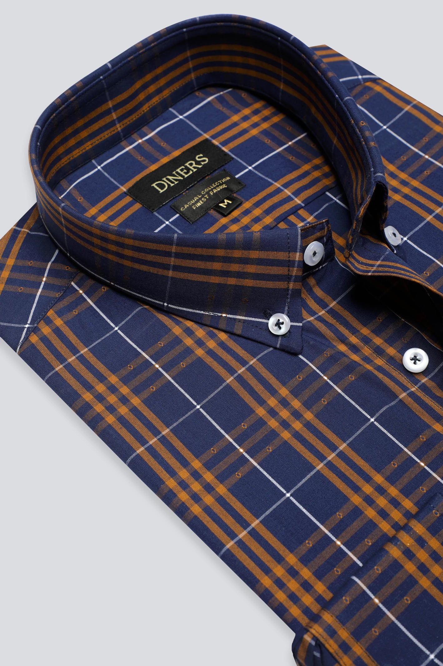 Navy Blue Tattersall Check Casual Shirt