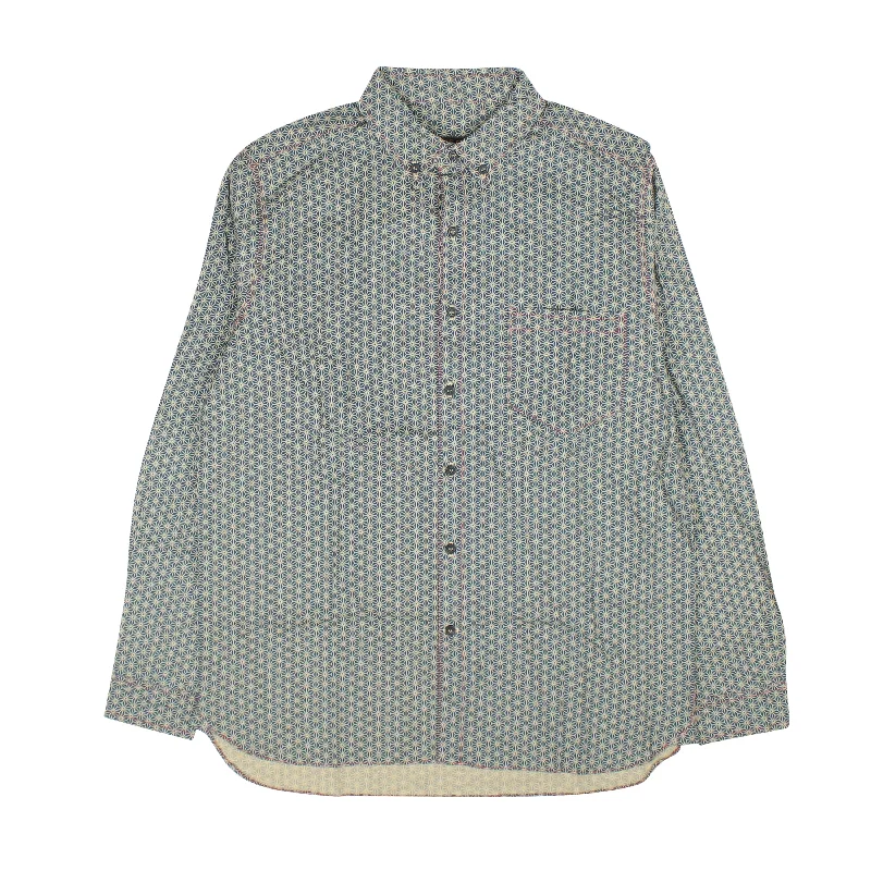 Green Geometric Button Down Shirt