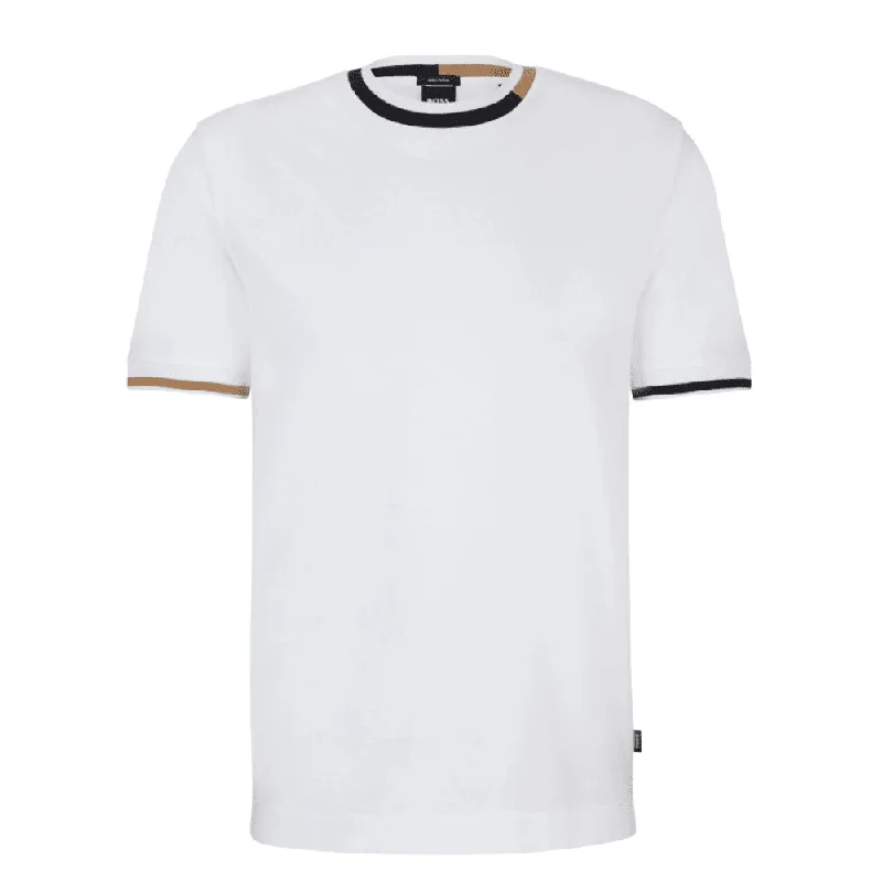 Hugo Boss Men's Thompson 211 Crew Neck T-Shirt with Branded Logo, White