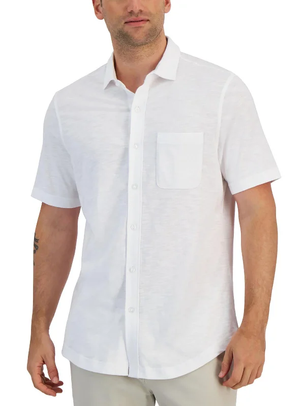 Mens Cotton Collared Button-Down Shirt