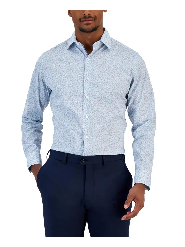 Mens Printed Stretch Button-Down Shirt