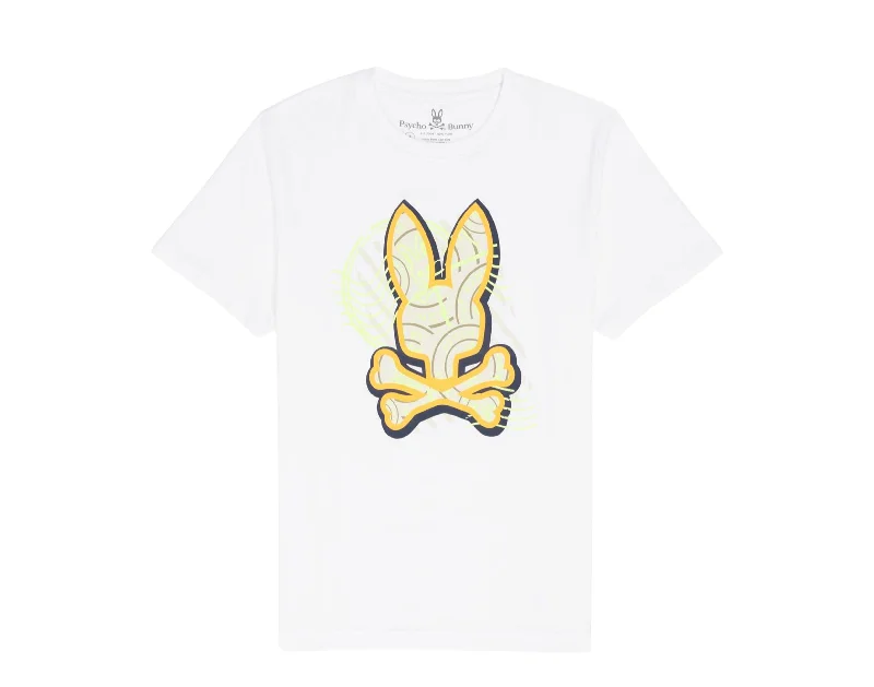 Psycho Bunny Broome Crew Neck Graphic White Men's Tee Shirt B6U997U1PC-WHT