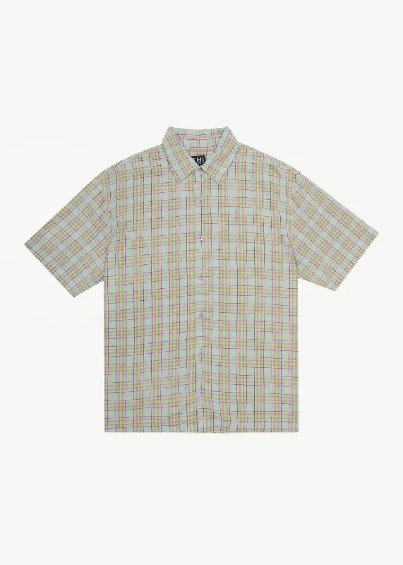 AFENDS Mens Kali - Short Sleeve Shirt - Pistachio Check