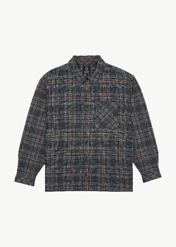 AFENDS Mens Position - Flannel Shirt - Black