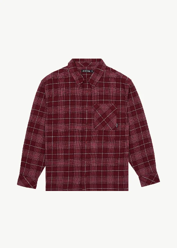 AFENDS Mens Questions - Flannel Shirt - Port